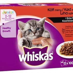 Whiskas Junior 12 X 100 G Lihalajitelma Kastikkeessa