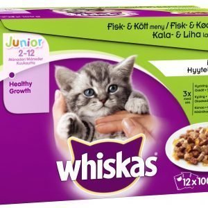 Whiskas Junior Kala&Lihalajitelma Hyytelössä 12 X 100 G Kissan Annospakkaus