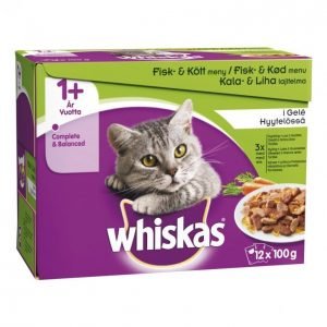 Whiskas Kissanruoka 12x100g 1+ Kala&Liha+Kasvis