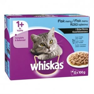 Whiskas Kissanruoka 12x100g 1+ Kalalaj Kastike