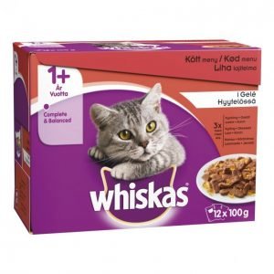 Whiskas Kissanruoka 12x100g 1+ Lihalaj Hyytelö