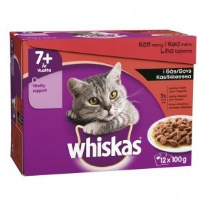 Whiskas Kissanruoka 12x100g 7+ Lihalaj Kastike