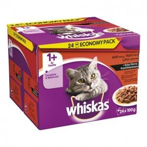 Whiskas Kissanruoka 24x100g 1+ Lihalaj Kastike